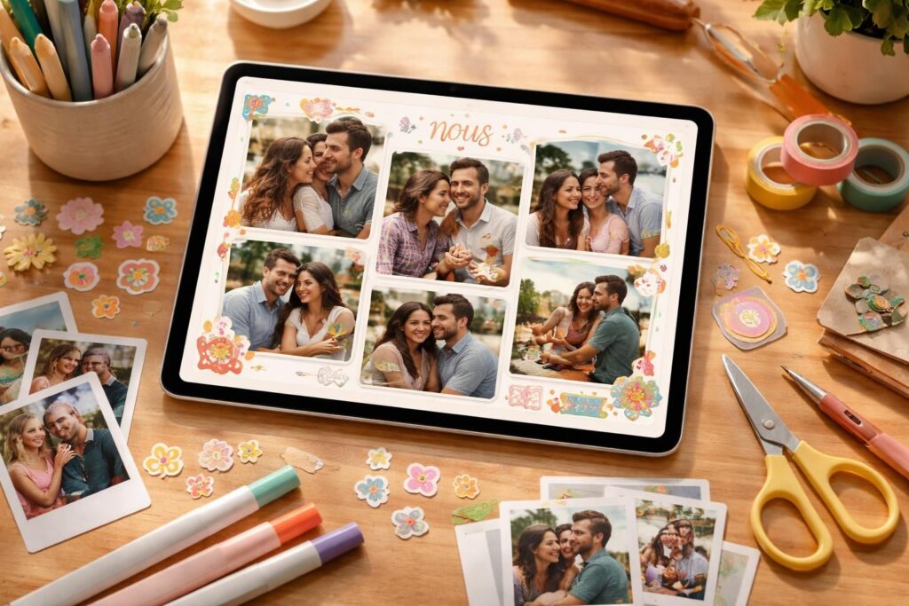 découvrez comment créer un album photo 'nous' avec un scrapbook de couple sur ipad air, pour immortaliser vos plus beaux souvenirs à deux de façon créative et personnalisée.