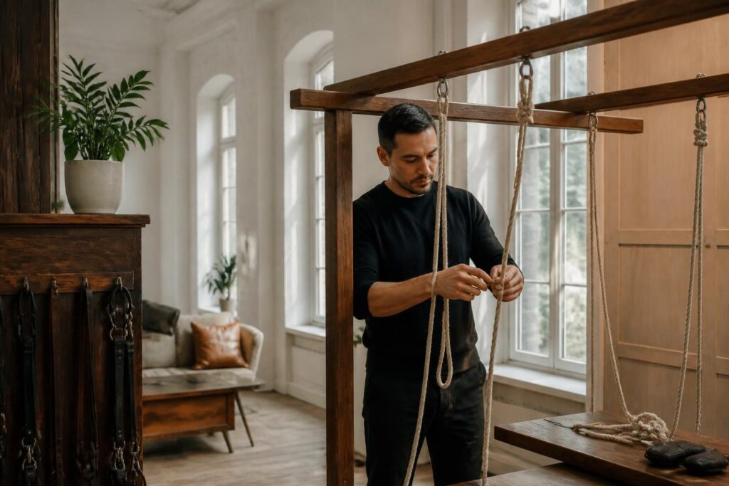 découvrez notre récit authentique et captivant de la première expérience avec la suspension kinbaku avancée, une pratique artistique et sensuelle japonaise.